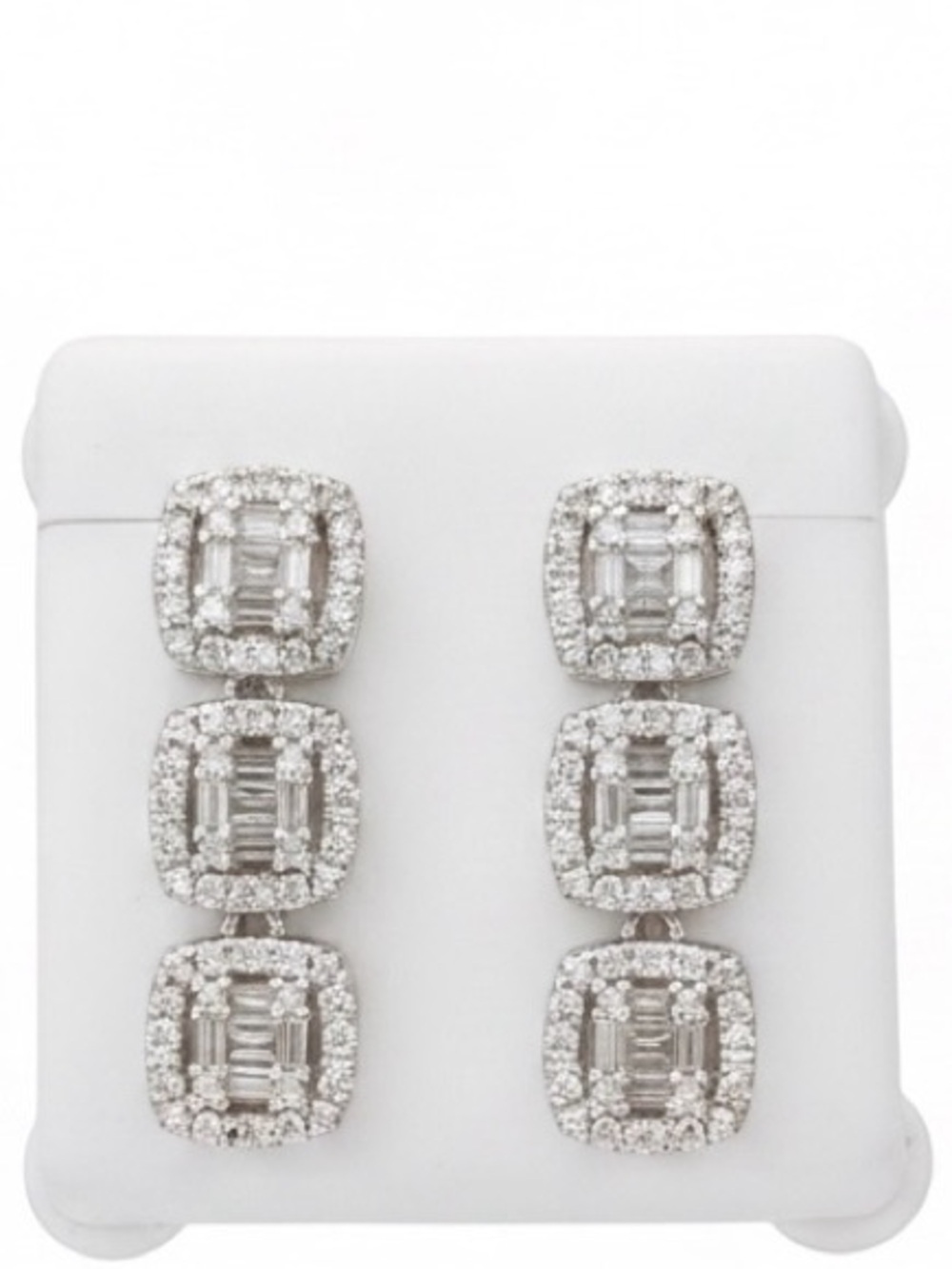 3ct Signed 925  Elegant  Triple-Cluster Moissanite Drop Earrings